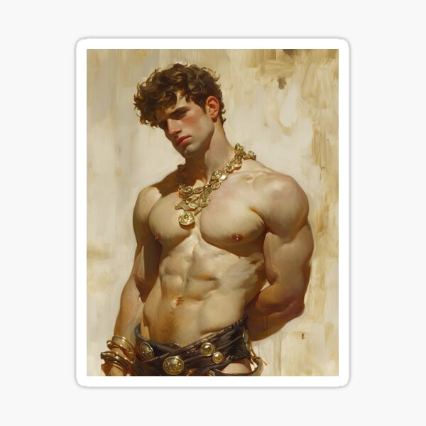Item preview, Gold Coin Adorned Young Man Oil Painting designed and sold by ChanningsPinups.
