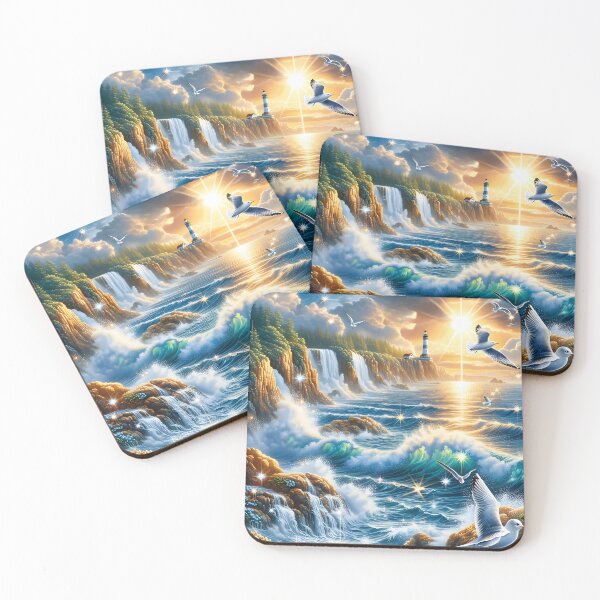 Item preview, Glistening Shores: Diamond Seascape designed and sold by AI-Only Creations.