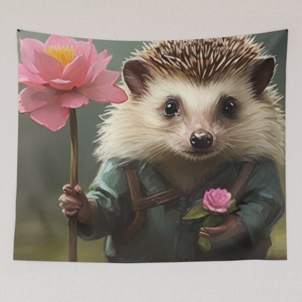 Item preview, Spring Hedgehog with Flower designed and sold by AbsudlyEpicAI.