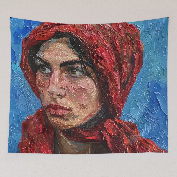 Item preview, Albanian woman | Painting in the style of Vincent van Gogh designed and sold by ComicsFactory.