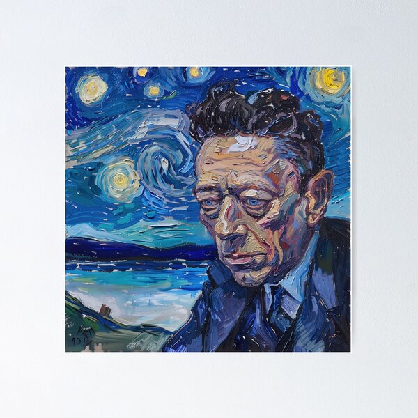 Item preview, Albert Camus | Painting in the style of Vincent van Gogh designed and sold by ComicsFactory.