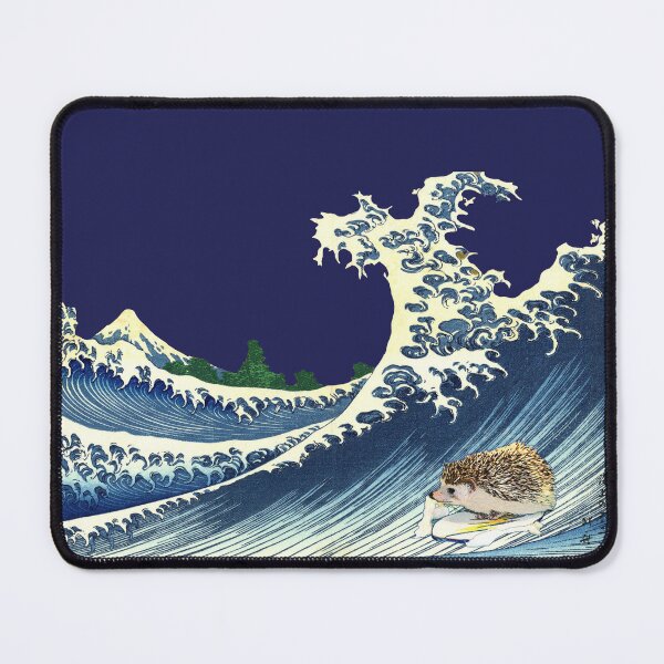 Item preview, Hedgehog Surfs the Big Wave Japanese Woodblock  designed and sold by PPricklepants.