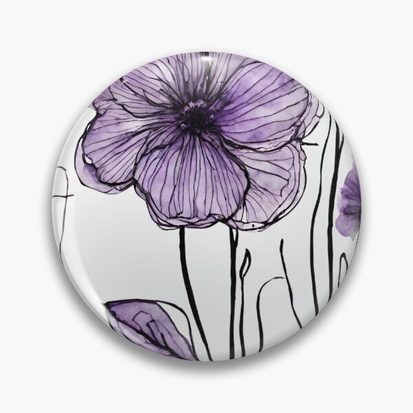 Item preview, Charming Aquarelle Flower Black Ink: Soft Hues and Detailed Floral Pattern designed and sold by Blink Art Studio.