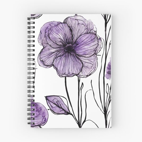 Item preview, Charming Aquarelle Flower Black Ink: Soft Hues and Detailed Floral Pattern designed and sold by Blink Art Studio.