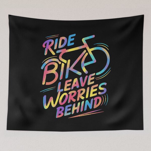 Item preview, Ride Bike, Leave Worries Behind colorful letters designed and sold by mergmart.
