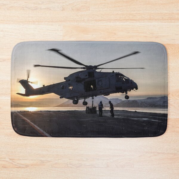 Item preview, RAF Merlin Mk4 helicopter lifting off at ship at dawn designed and sold by Drew McAvoy.