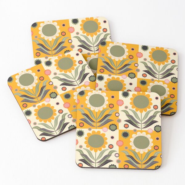 Item preview, Scandinavian Retro Flowers on yellow and white designed and sold by Anne-Leue.