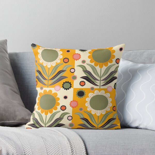 Item preview, Scandinavian Retro Flowers on yellow and white designed and sold by Anne-Leue.
