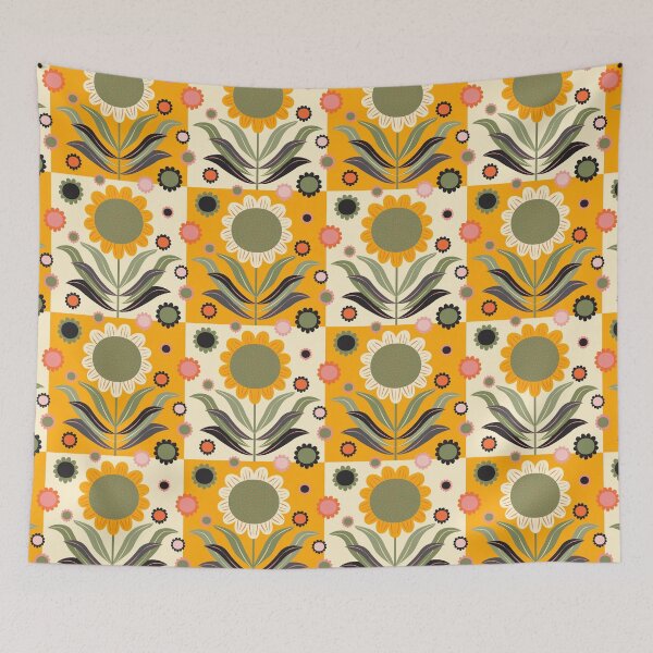 Item preview, Scandinavian Retro Flowers on yellow and white designed and sold by Anne-Leue.