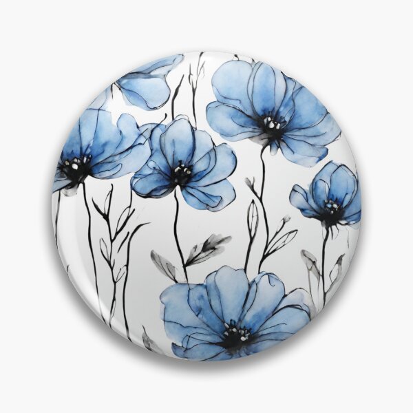 Item preview, Charming Aquarelle Flower Black Ink: Soft Hues and Detailed Floral Pattern designed and sold by Blink Art Studio.
