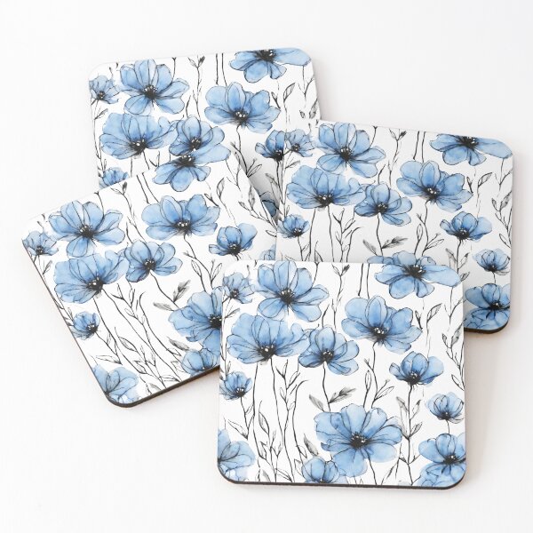Item preview, Charming Aquarelle Flower Black Ink: Soft Hues and Detailed Floral Pattern designed and sold by Blink Art Studio.