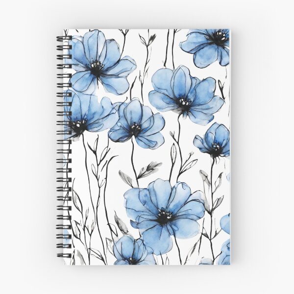 Item preview, Charming Aquarelle Flower Black Ink: Soft Hues and Detailed Floral Pattern designed and sold by Blink Art Studio.