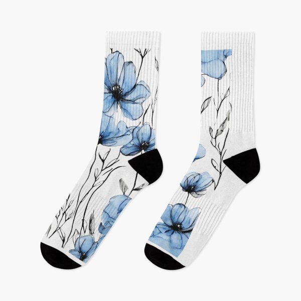 Item preview, Charming Aquarelle Flower Black Ink: Soft Hues and Detailed Floral Pattern designed and sold by Blink Art Studio.