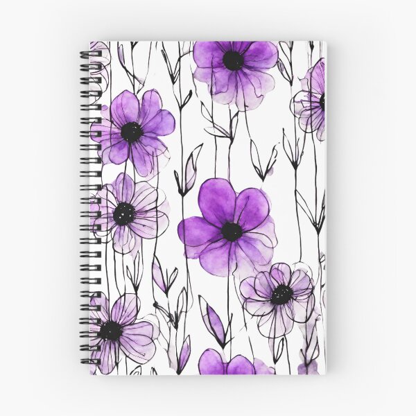 Item preview, Charming Aquarelle Flower Black Ink: Soft Hues and Detailed Floral Pattern designed and sold by Blink Art Studio.