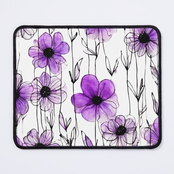 Item preview, Charming Aquarelle Flower Black Ink: Soft Hues and Detailed Floral Pattern designed and sold by Blink Art Studio.