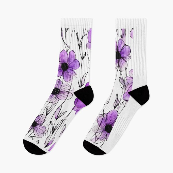 Item preview, Charming Aquarelle Flower Black Ink: Soft Hues and Detailed Floral Pattern designed and sold by Blink Art Studio.
