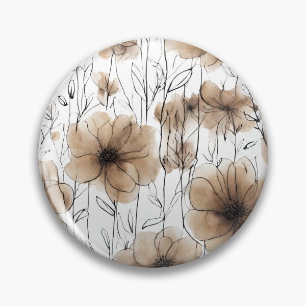Item preview, Charming Aquarelle Flower Black Ink: Soft Hues and Detailed Floral Pattern designed and sold by Blink Art Studio.