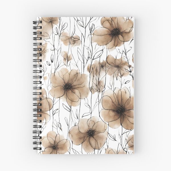 Item preview, Charming Aquarelle Flower Black Ink: Soft Hues and Detailed Floral Pattern designed and sold by Blink Art Studio.
