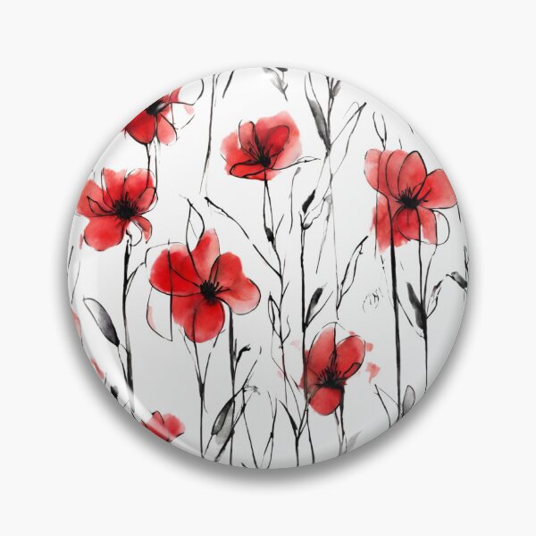 Item preview, Charming Aquarelle Flower Black Ink: Soft Hues and Detailed Floral Pattern designed and sold by Blink Art Studio.