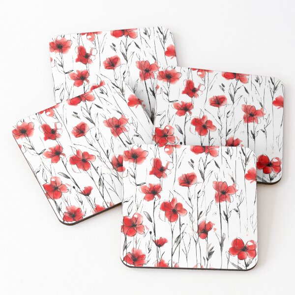 Item preview, Charming Aquarelle Flower Black Ink: Soft Hues and Detailed Floral Pattern designed and sold by Blink Art Studio.