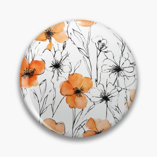 Item preview, Charming Aquarelle Flower Black Ink: Soft Hues and Detailed Floral Pattern designed and sold by Blink Art Studio.