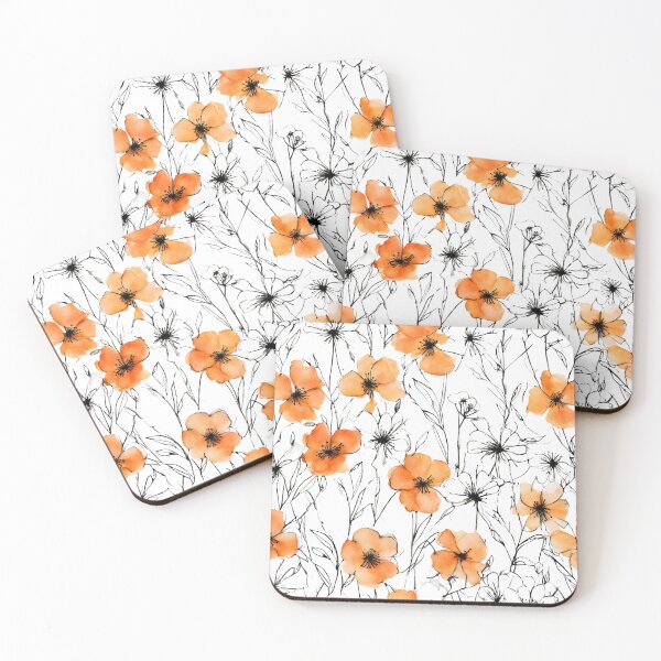 Item preview, Charming Aquarelle Flower Black Ink: Soft Hues and Detailed Floral Pattern designed and sold by Blink Art Studio.