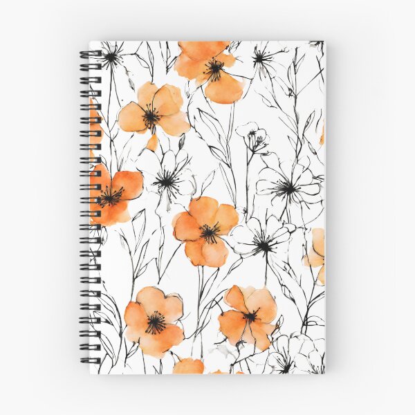 Item preview, Charming Aquarelle Flower Black Ink: Soft Hues and Detailed Floral Pattern designed and sold by Blink Art Studio.