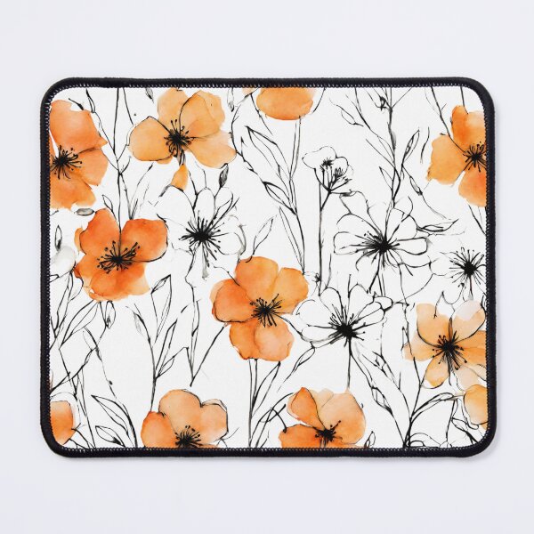 Item preview, Charming Aquarelle Flower Black Ink: Soft Hues and Detailed Floral Pattern designed and sold by Blink Art Studio.