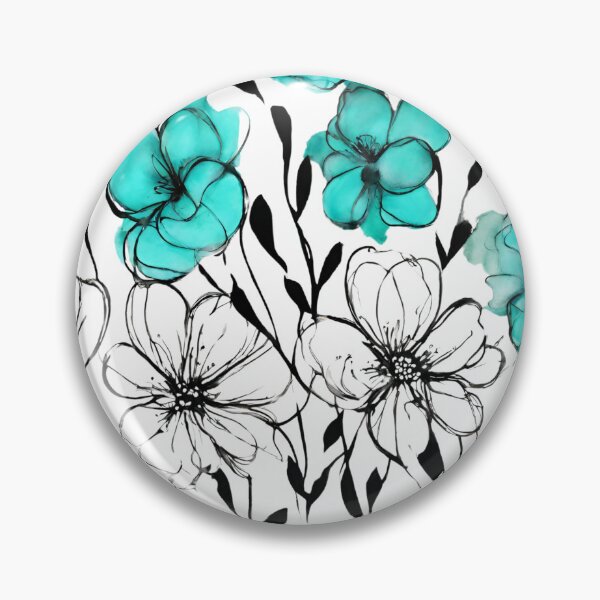 Item preview, Charming Aquarelle Flower Black Ink: Soft Hues and Detailed Floral Pattern designed and sold by Blink Art Studio.