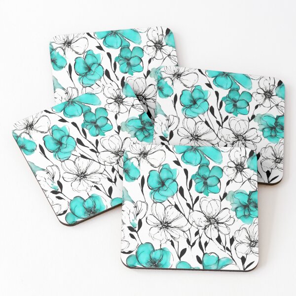 Item preview, Charming Aquarelle Flower Black Ink: Soft Hues and Detailed Floral Pattern designed and sold by Blink Art Studio.
