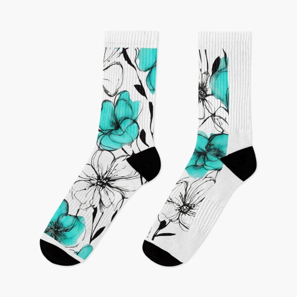 Item preview, Charming Aquarelle Flower Black Ink: Soft Hues and Detailed Floral Pattern designed and sold by Blink Art Studio.