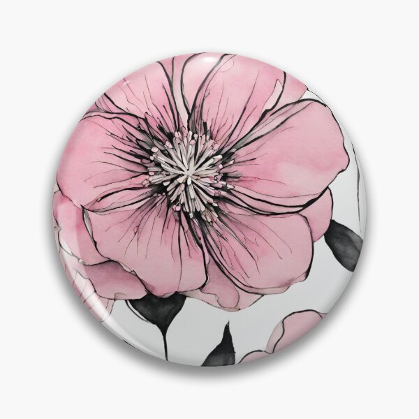Item preview, Charming Aquarelle Flower Black Ink: Soft Hues and Detailed Floral Pattern designed and sold by Blink Art Studio.