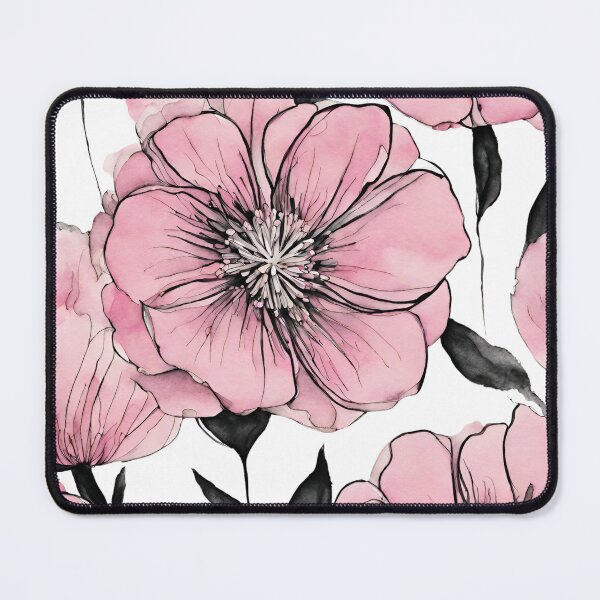 Item preview, Charming Aquarelle Flower Black Ink: Soft Hues and Detailed Floral Pattern designed and sold by Blink Art Studio.
