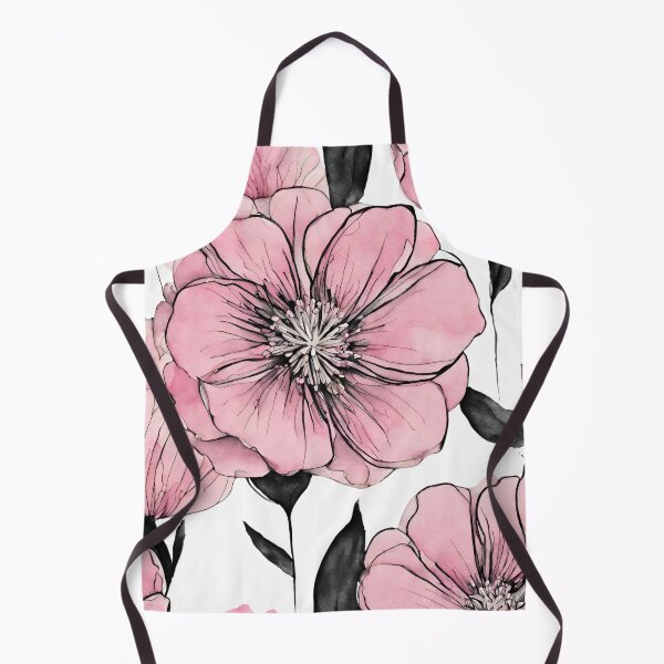 Item preview, Charming Aquarelle Flower Black Ink: Soft Hues and Detailed Floral Pattern designed and sold by Blink Art Studio.