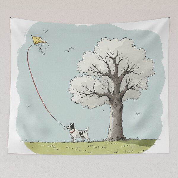 Item preview, Dog playing with kite designed and sold by PragmaticP.