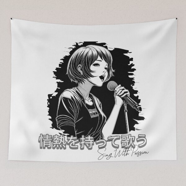 Item preview, Sing With Passion, black and white anime style designed and sold by Animetal-Shop.
