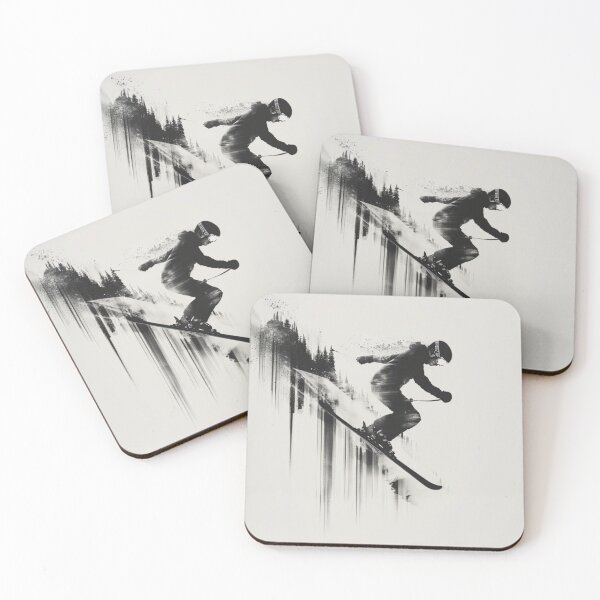 Item preview, Dynamic ski jump monochrome colour palette Active Outdoors Inspired Art designed and sold by CDC40.