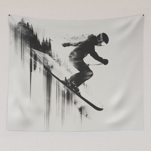 Item preview, Dynamic ski jump monochrome colour palette Active Outdoors Inspired Art designed and sold by CDC40.