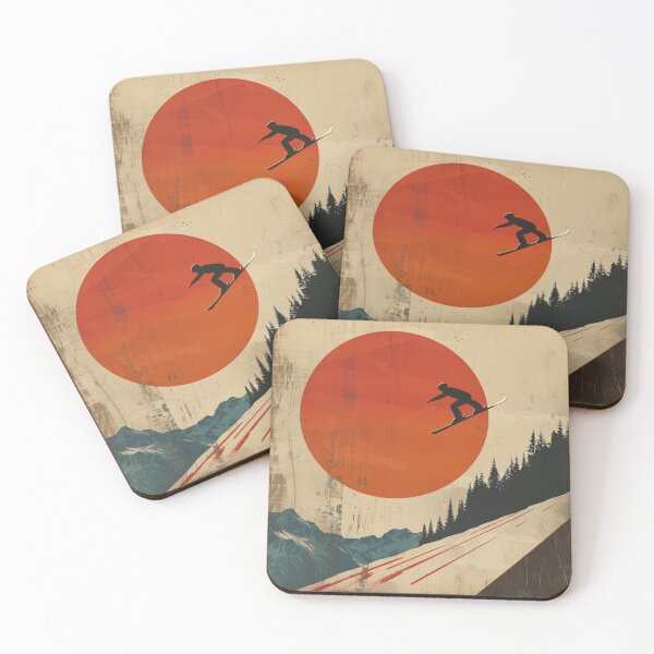 Item preview, Dynamic ski jump retro-inspired backdrop Active Outdoors Inspired Art designed and sold by CDC40.