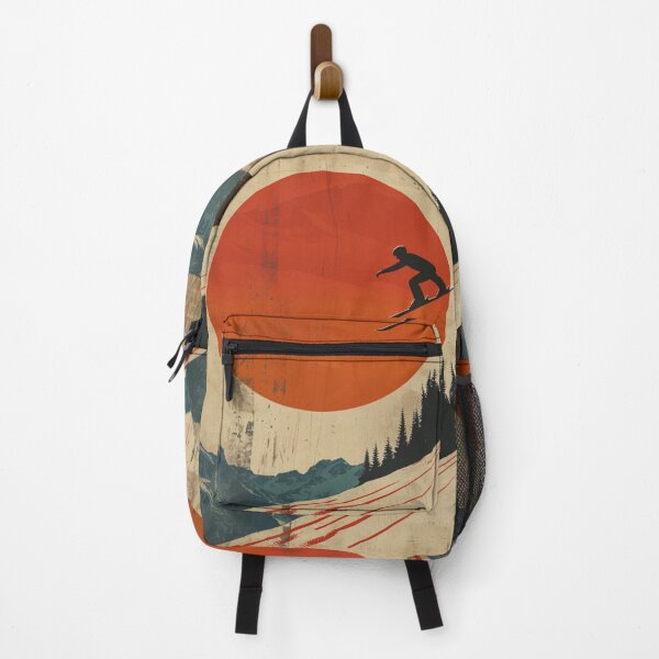 Item preview, Dynamic ski jump retro-inspired backdrop Active Outdoors Inspired Art designed and sold by CDC40.