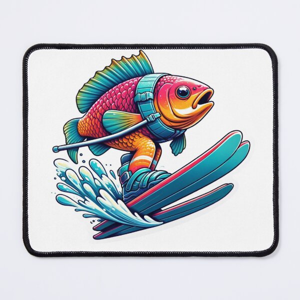 Aperçu de l'œuvre Pêcher sur des skis nautiques créée et vendue par MellowPeach.
