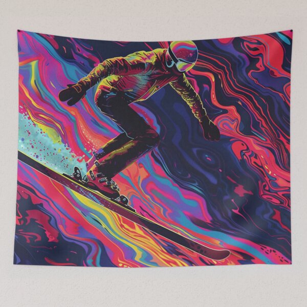 Item preview, Dynamic ski jump psychedelic twist Active Outdoors Inspired Art designed and sold by CDC40.