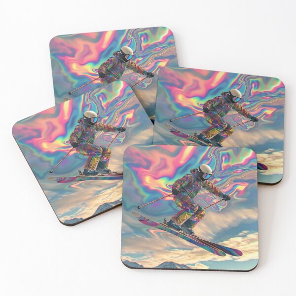 Item preview, Dynamic ski jump psychedelic twist Active Outdoors Inspired Art designed and sold by CDC40.
