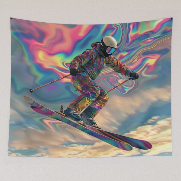 Item preview, Dynamic ski jump psychedelic twist Active Outdoors Inspired Art designed and sold by CDC40.