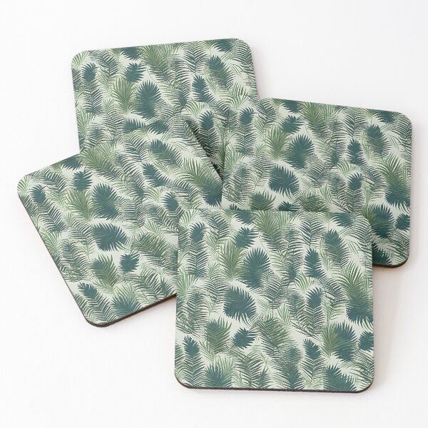 Item preview, Exotic jungle pattern palm leaves in various shades of green designed and sold by Frostquest.