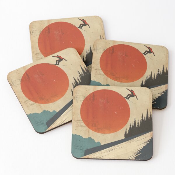 Item preview, Dynamic ski jump retro-inspired backdrop Active Outdoors Inspired Art designed and sold by CDC40.