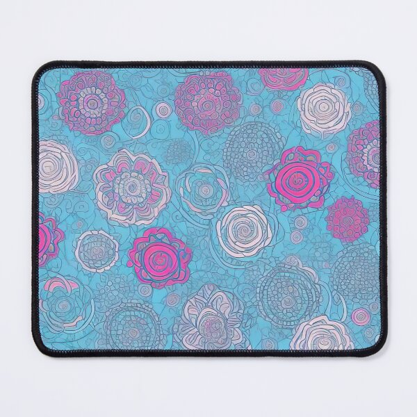Item preview, Retro floral splendor abstract design on a turquoise background with purple accents designed and sold by Frostquest.