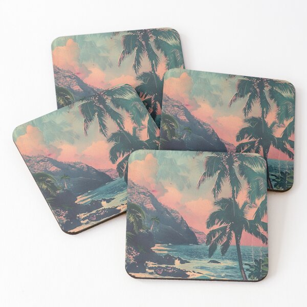 Item preview, Vintage Hawaii Beach Cove Evening Nostalgic Art designed and sold by LVTFCOarts.