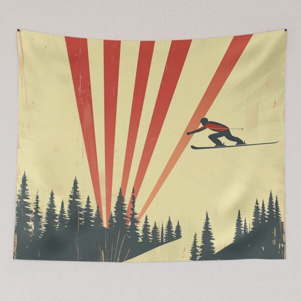 Item preview, Dynamic ski jump retro-inspired backdrop Active Outdoors Inspired Art designed and sold by CDC40.