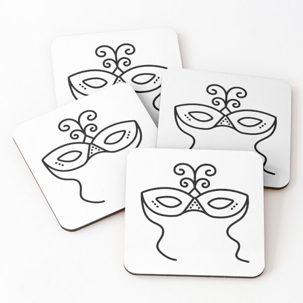 Item preview, Festive mask, black line illustration designed and sold by OM-lova.